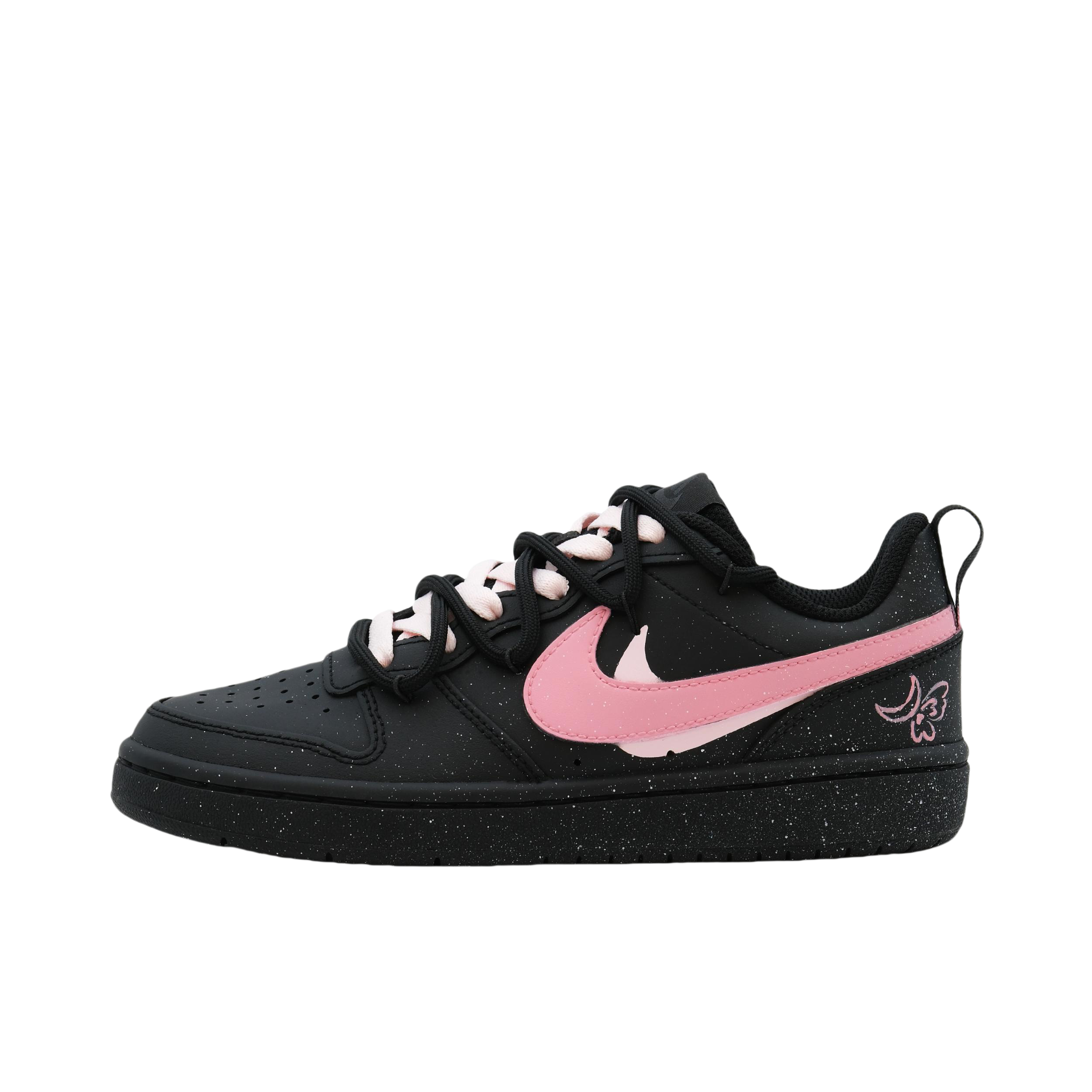 推荐商品：【定制球鞋】 Nike Court Borough 板鞋 防滑防水轻便减震手绘减龄做旧甜酷高街合成革甜妹包裹性复古婚鞋增高小白鞋薄底秋冬脏脏鞋 GS/晚梦仙女