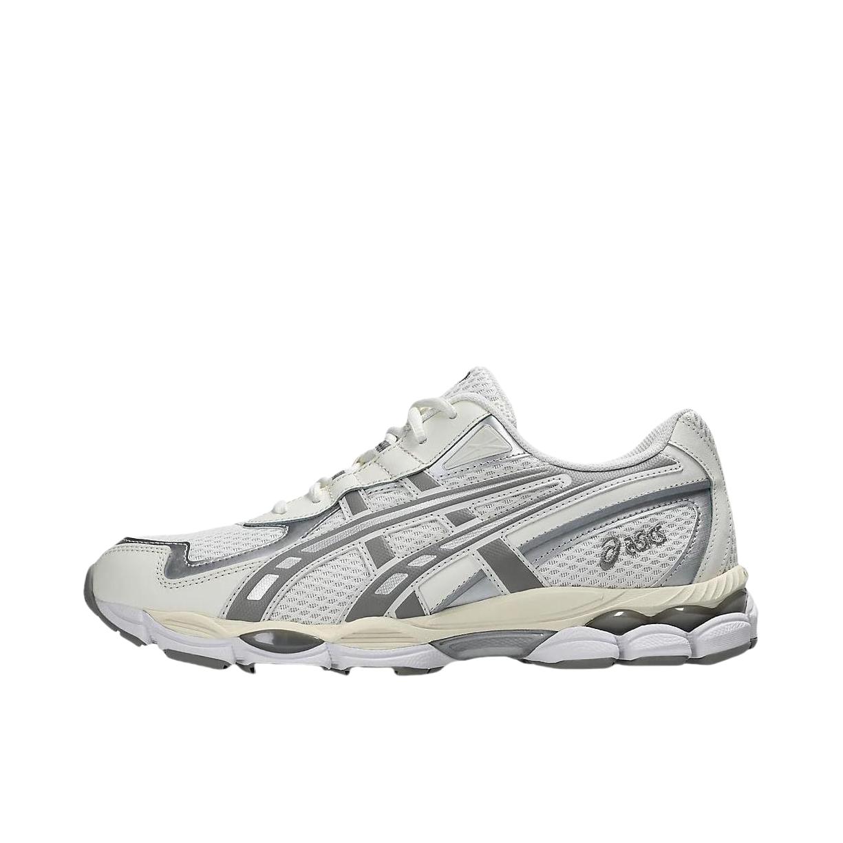 推荐商品：Asics/亚瑟士 Gel-NYC 跑鞋 圆头缓震防滑耐磨机能风复古潮流织物合成革贴合支撑耐穿 米色/银色