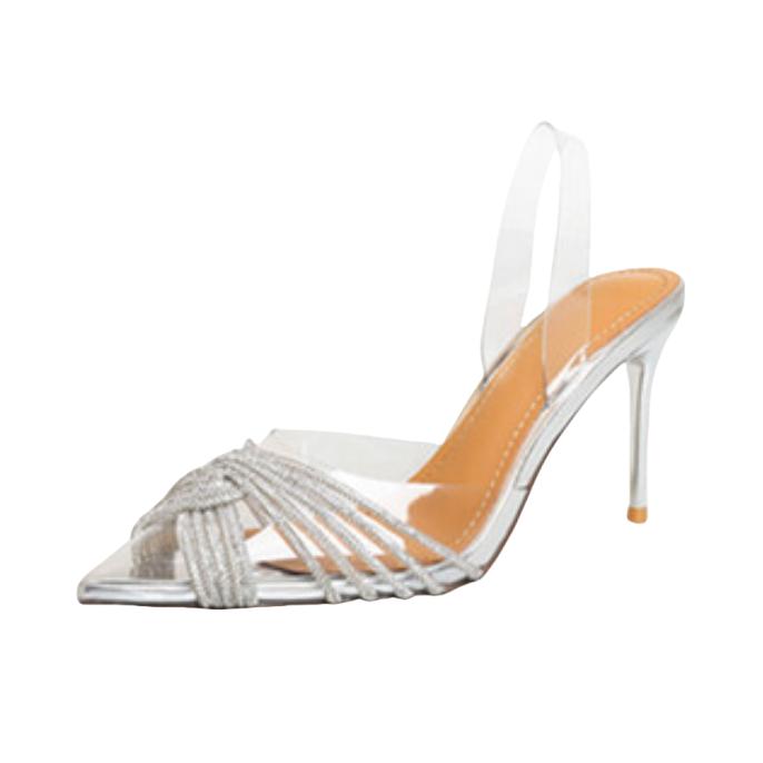 推荐商品：希灵 气质 细跟 尖头 水钻 高跟鞋 CLING-1145 银色