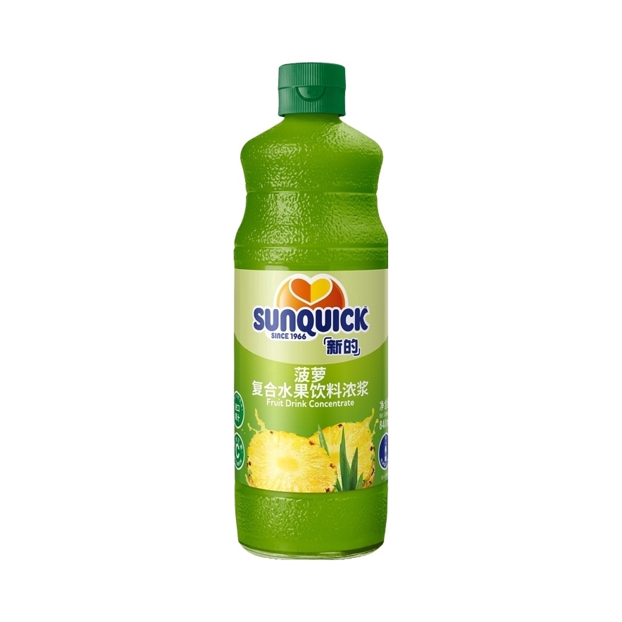 推荐商品：Sunquic/新的 浓缩果汁 840ML 瓶装 奶茶店冲调水果茶果味冲饮商用鸡尾酒 浓浆 菠萝