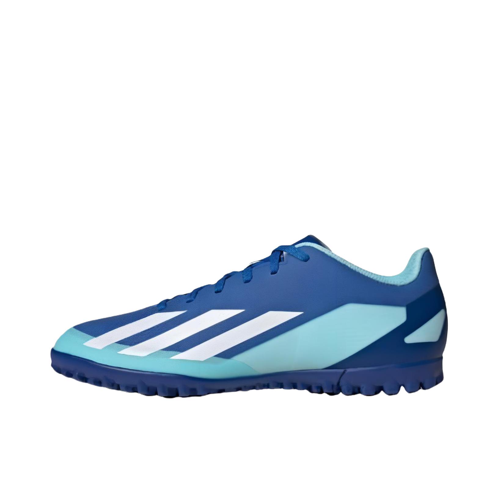 推荐商品：adidas x Crazyfast.4 TF 入门 碎钉 硬人造草坪 防滑减震 足球鞋 蓝色/白色
