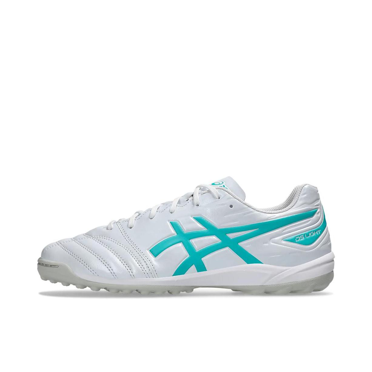推荐商品：Asics/亚瑟士 Ds Light Club TF 中端 人造草地 圆头 减震耐磨防滑 抓地 胶质 场上比赛 后卫 足球鞋 白色/蓝色
