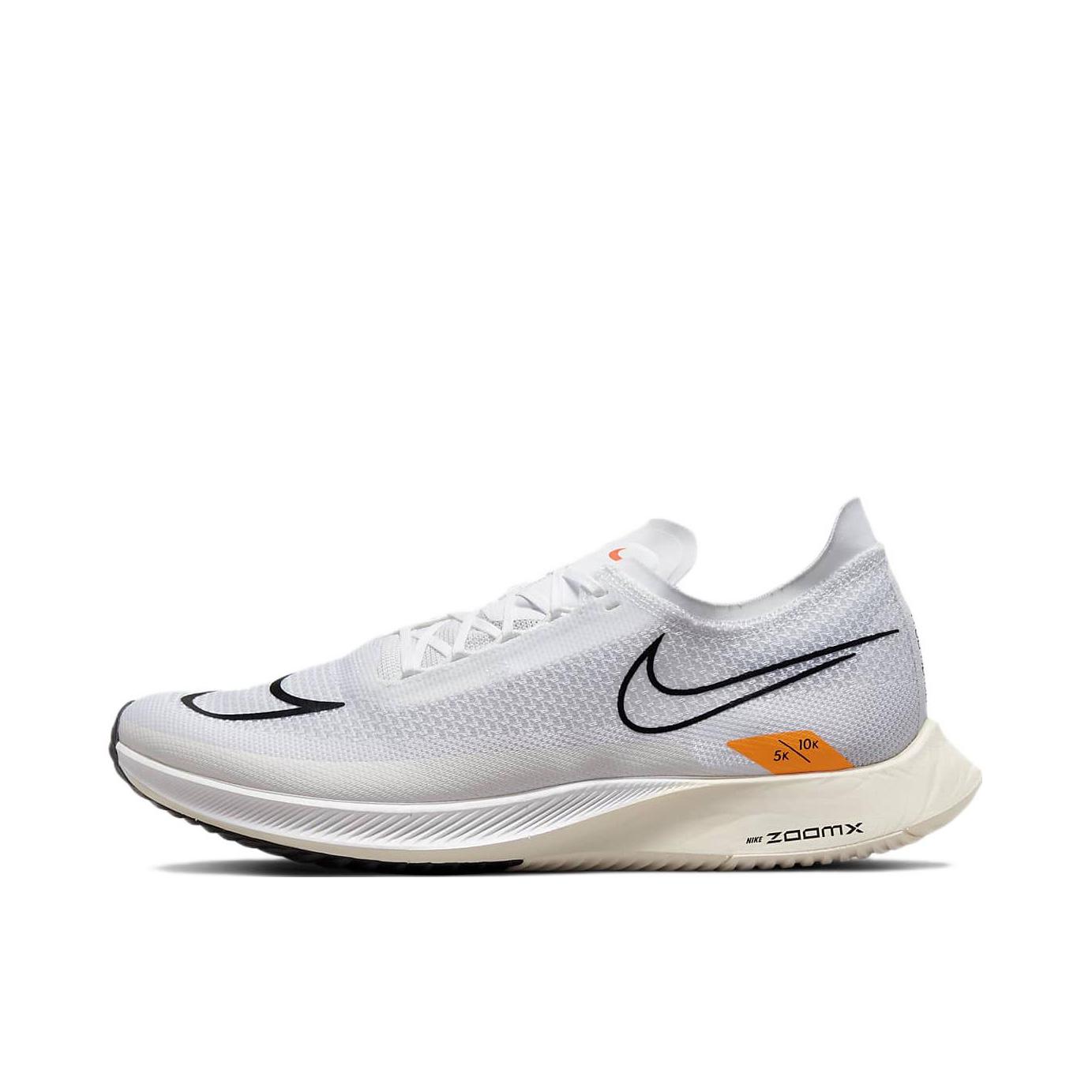 推荐商品：Nike ZoomX Streakfly Proto 跑鞋 公路竞速缓震织物碳板泡棉 白色/黑色/橙色