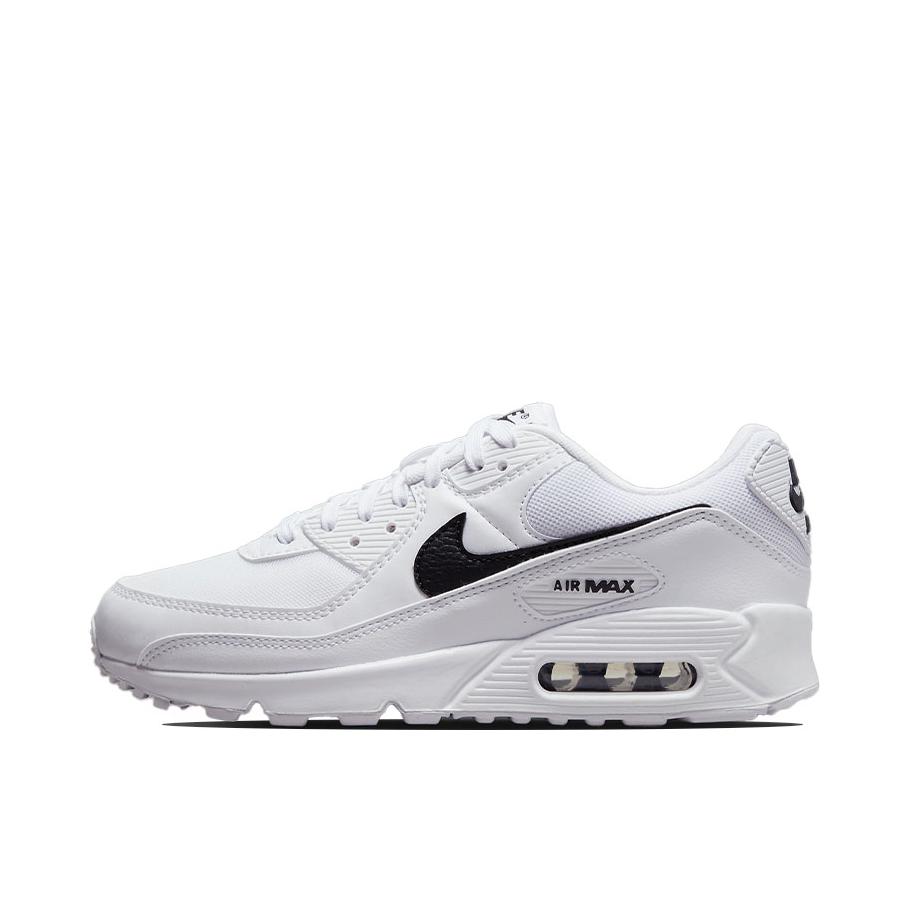 推荐商品：Nike Air Max 90 跑鞋 气垫合成革缓震透气复古增高圆头贴合拼接 女款/白色/黑色