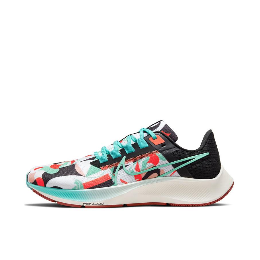 推荐商品：Nike Air Zoom Pegasus 38 跑鞋 气垫缓震透气舒适轻便防滑耐磨休闲运动织物圆头回弹平跟 绿色/粉色