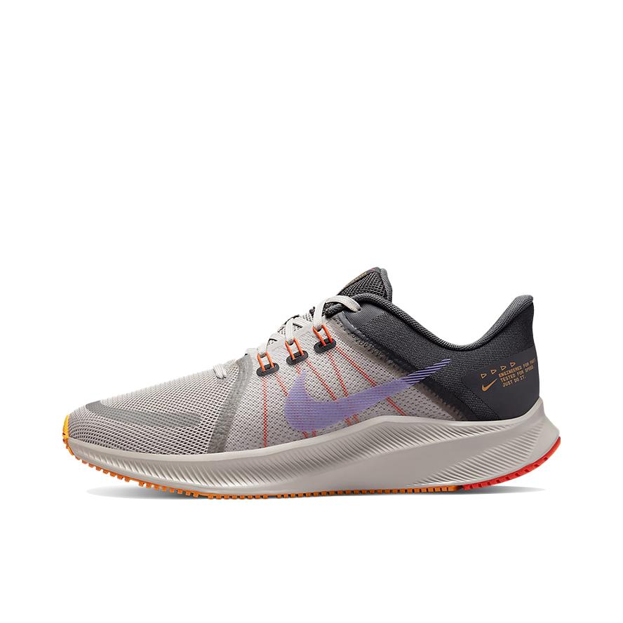 推荐商品：Nike Quest 4 跑鞋 轻便透气缓震耐磨舒适回弹复古织物包裹性耐力跑缓冲支撑 灰色/黑色/紫色