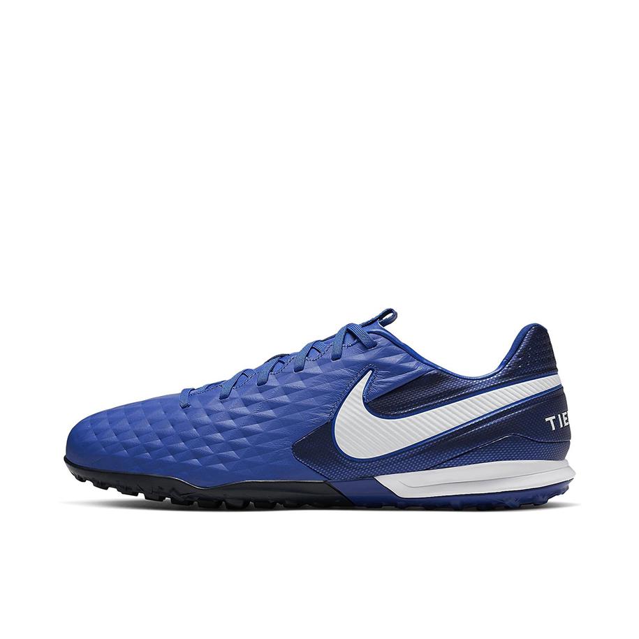 推荐商品：Nike Tiempo Legend 8 Pro TF 次顶级 胶质碎钉 硬草地,人造草地 减震防滑耐磨轻便圆头 足球鞋 White/MediumBlue 蓝白