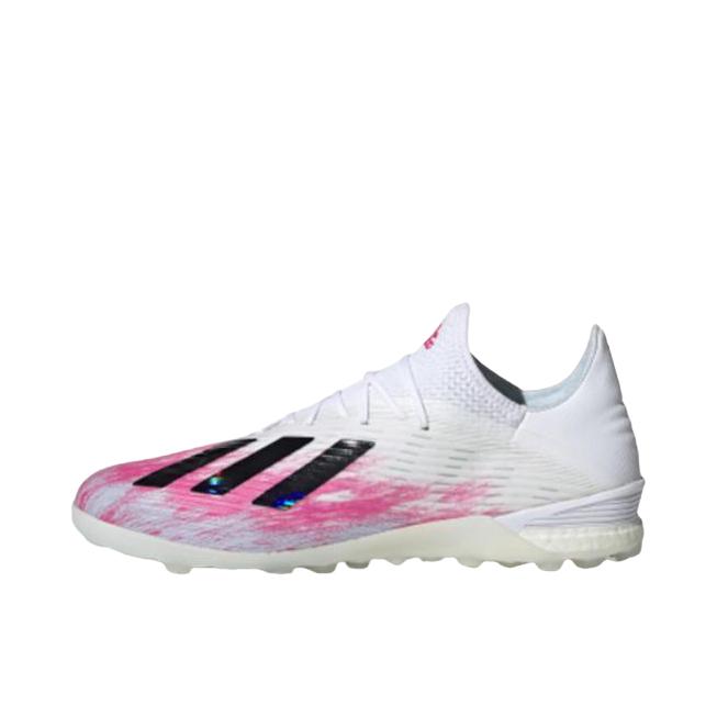 推荐商品：adidas X 19.1 TF 顶级 胶质碎钉 人造草地 织物 足球鞋 White Pink Black 白色/粉色/黑色