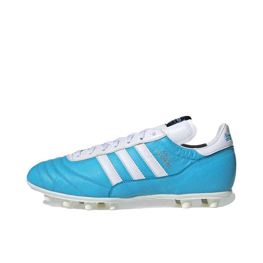 推荐商品：adidas Copa Mundial Elite AG 顶级 胶质短钉 人工草场 圆头 比赛 训练 足球鞋 蓝色/白色