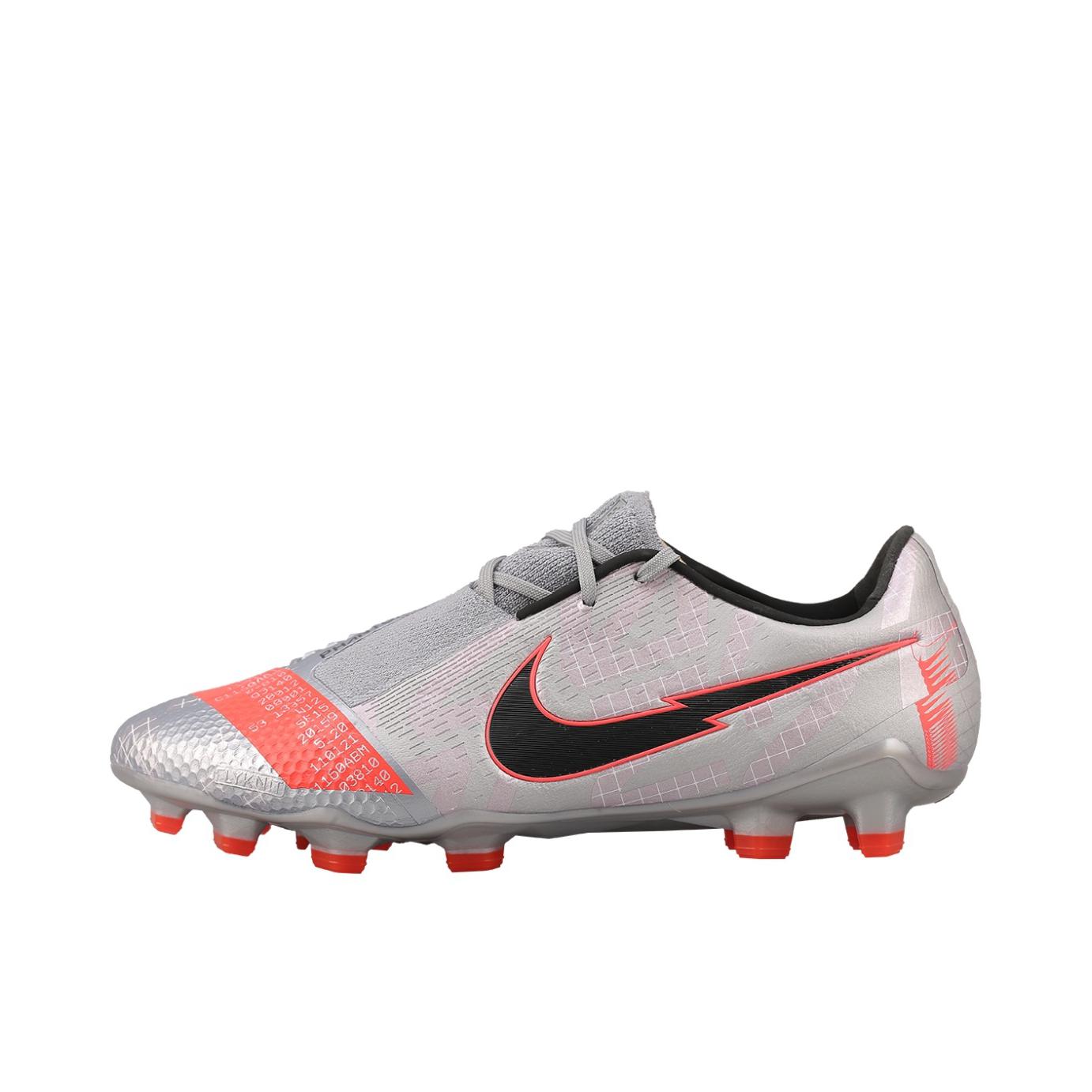 推荐商品：Nike Phantom Venom Elite FG 顶级 胶质长钉 硬天然草场 训练 包裹性 防滑 足球鞋 灰/黑/红