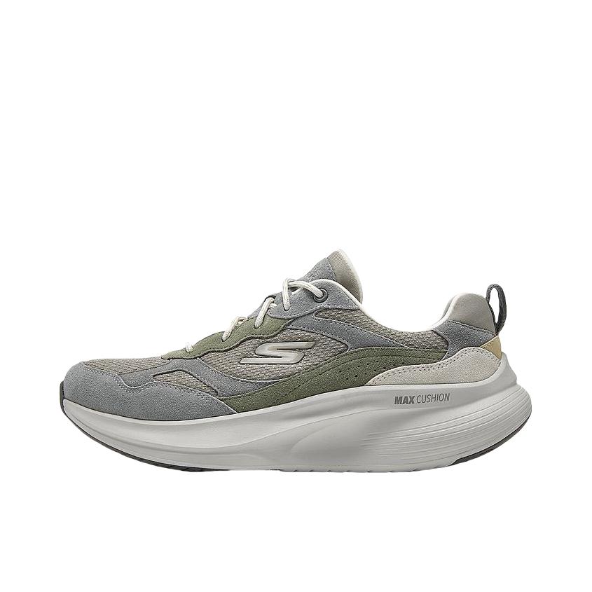 推荐商品：Skechers/斯凯奇 GO WALK MAX 轻便软底 舒适回弹 减震防滑 厚底 时尚百搭 复古 跑鞋 125060 灰色/褐色