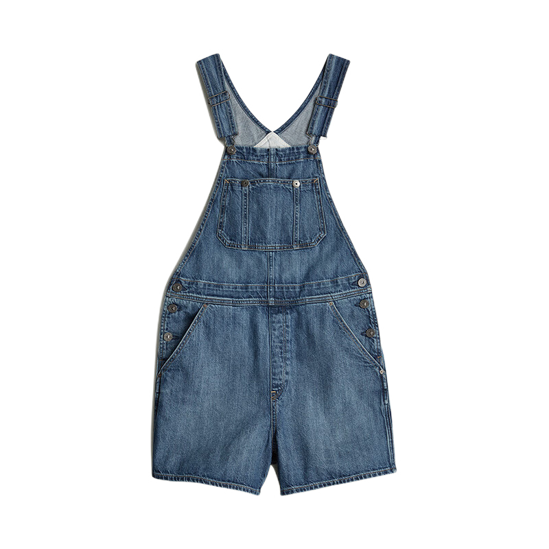 推荐商品：G-Star  背带工装牛仔休闲短裤 女装 D24388 蓝