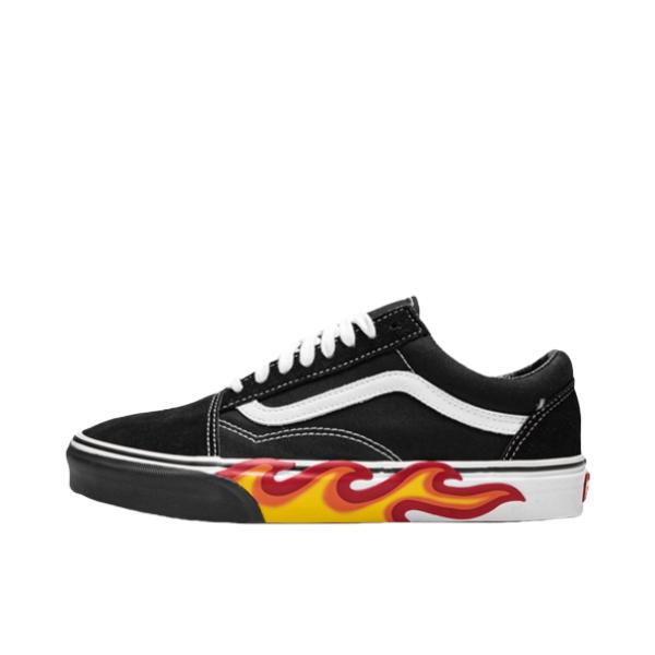 推荐商品：Vans/范斯 Old Skool 滑板鞋 板鞋 轻便防滑复古舒适经典 Flame Cut Out Black White  黑白火焰