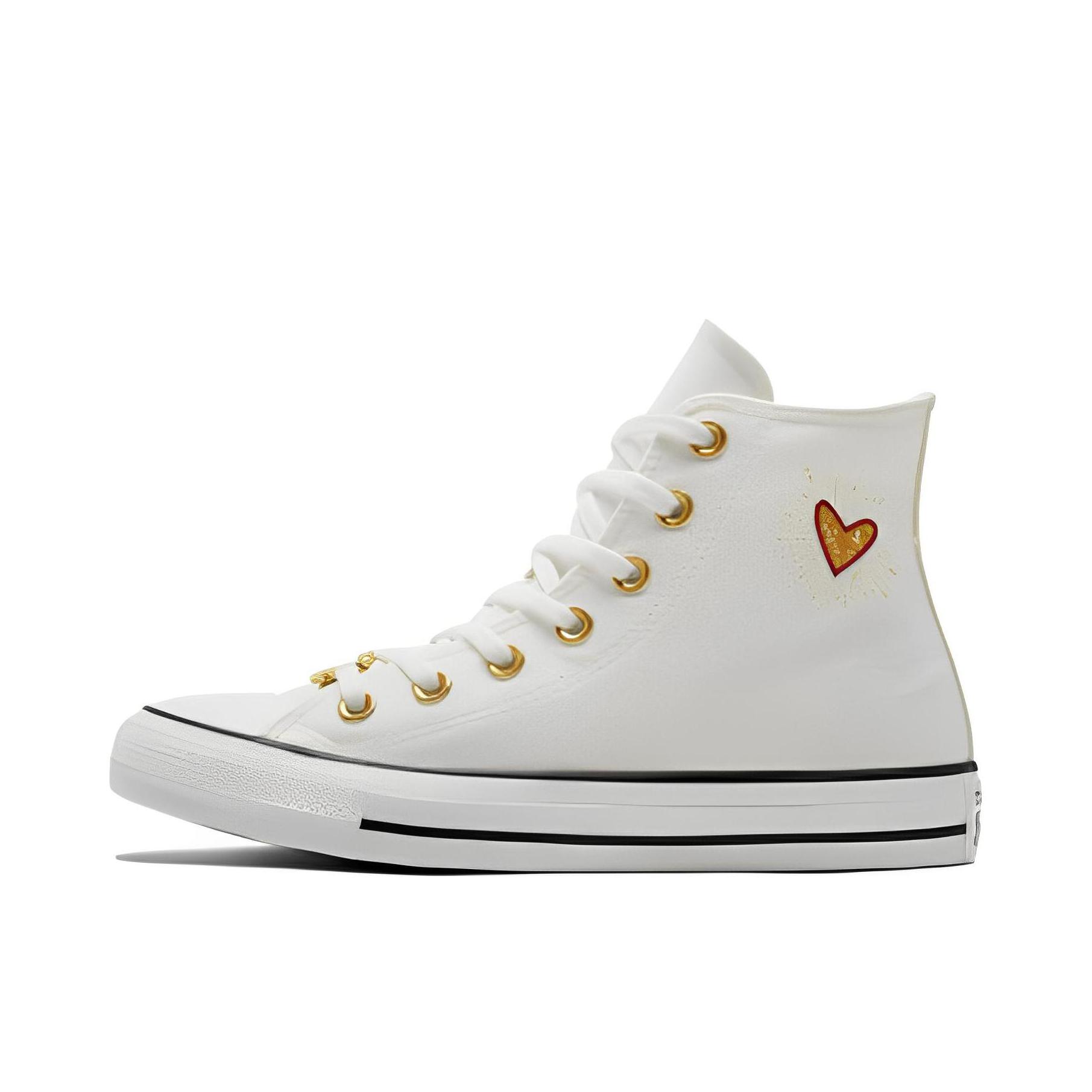 推荐商品：Converse/匡威 Chuck Taylor All Star 帆布鞋 常青款轻便防滑耐磨百搭复古圆头减震贴合高帮 情人节限定/白色