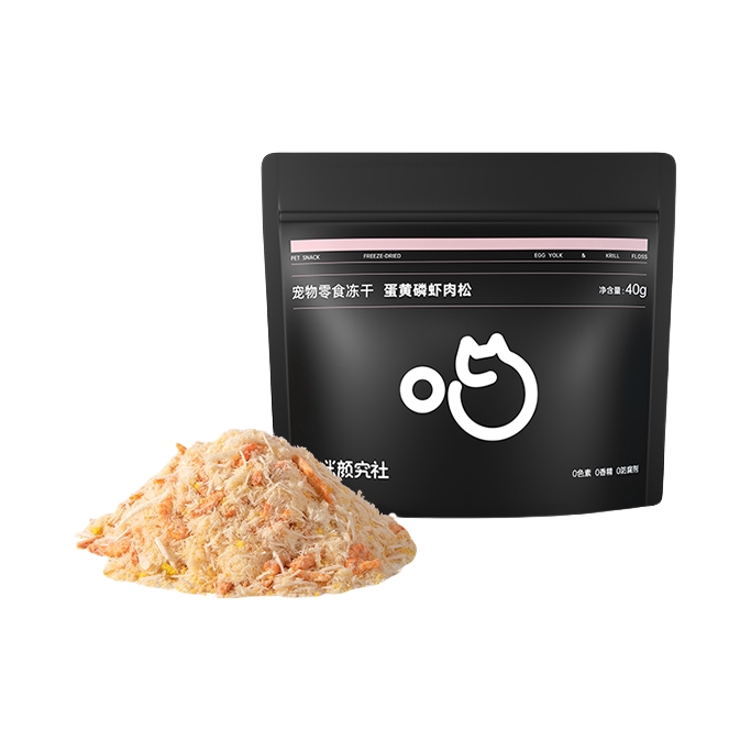 推荐商品：喵咪颜究社 冻干蛋黄磷虾肉松主粮伴侣营养猫狗宠物零食