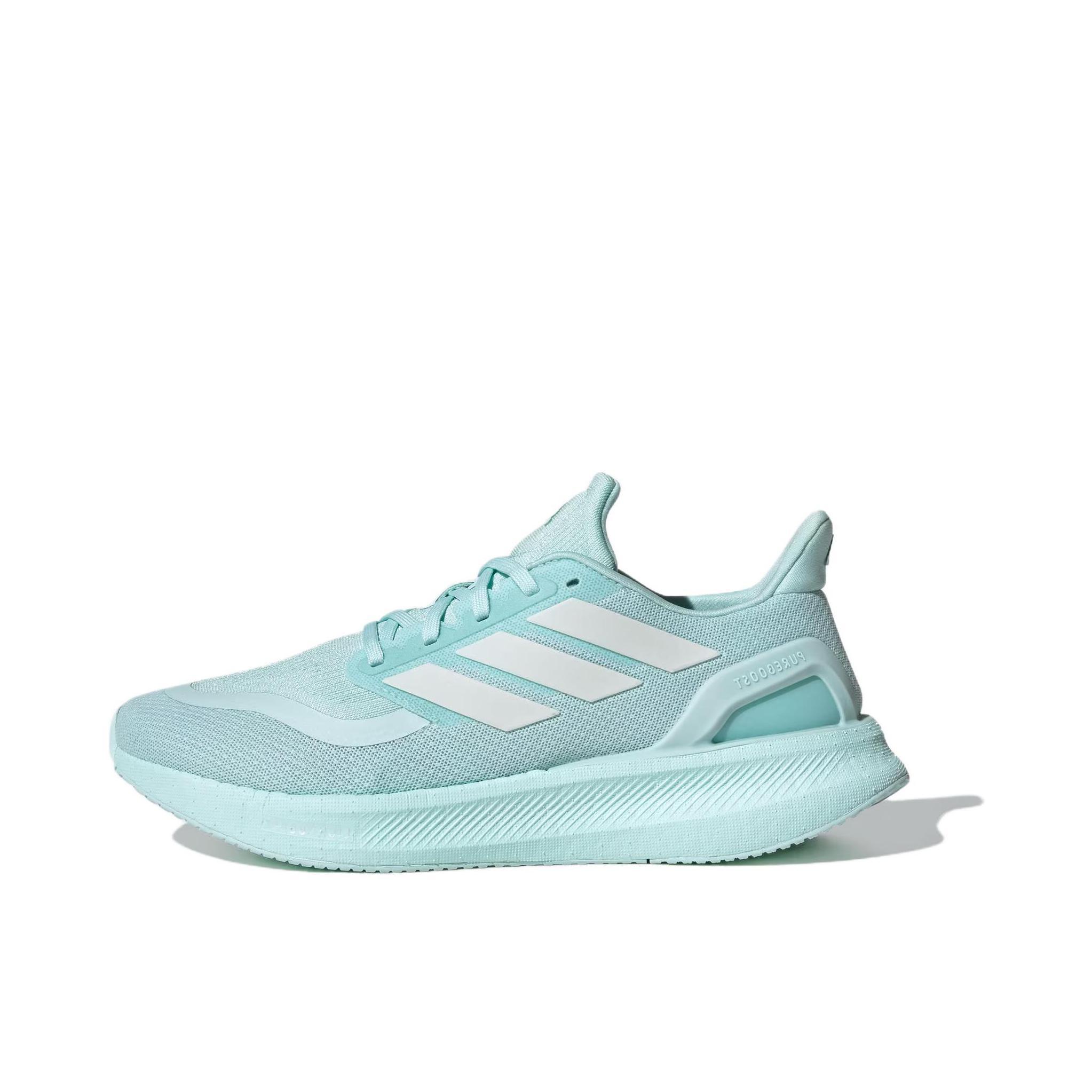 推荐商品：adidas PUREBOOST 5 跑鞋 舒适缓震防滑耐磨回弹轻便短跑网布支撑随心畅跑 浅青绿