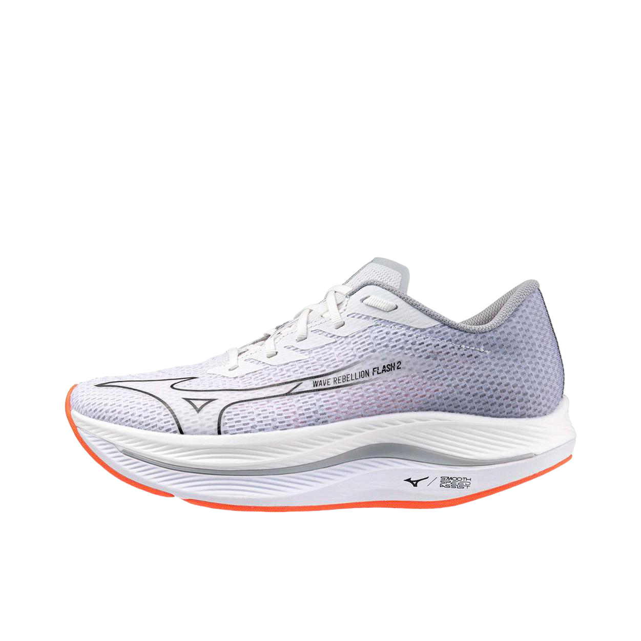 推荐商品：Mizuno/美津浓 Wave Rebellion Flash 2 缓震 防滑耐磨 舒适透气 复古百搭 时尚潮流 跑鞋 白色/橙色 