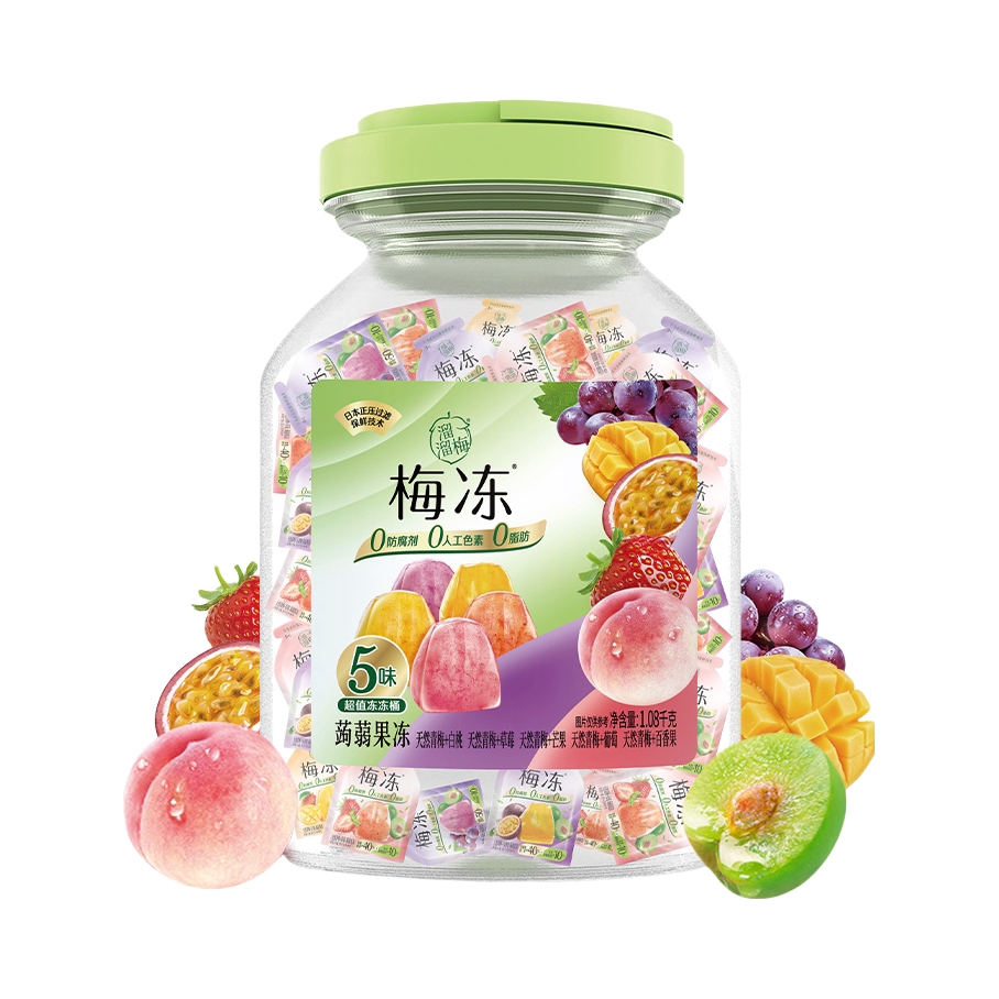 推荐商品：溜溜梅 天然梅冻 5味 超值桶装 1080克