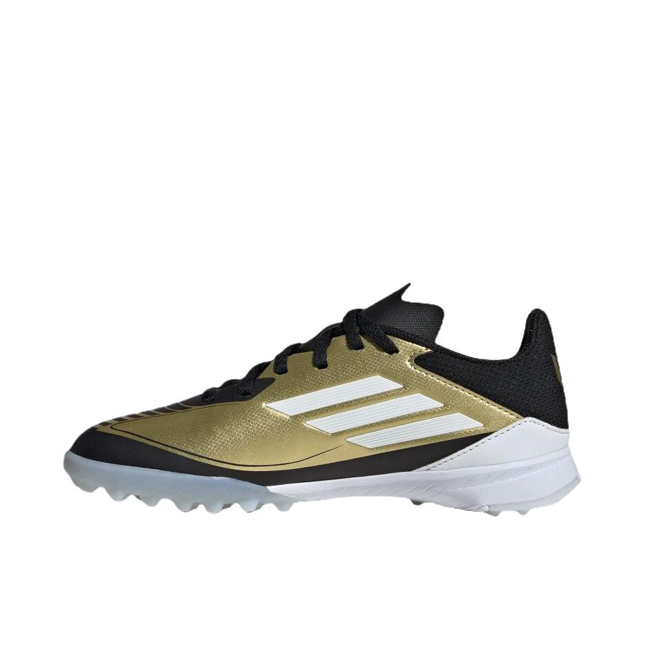 推荐商品：adidas F50 League TF 中端 胶质碎钉 硬草地人造草地 舒适轻盈 足球鞋 金色/白色/黑色