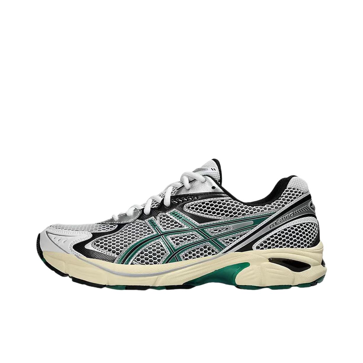 推荐商品：Asics/亚瑟士 GT-2160 跑鞋 拼接舒适缓震网面防滑耐磨复古简约百搭时尚合成革织物耐用短跑圆头支撑 银色/白色/碧绿色 