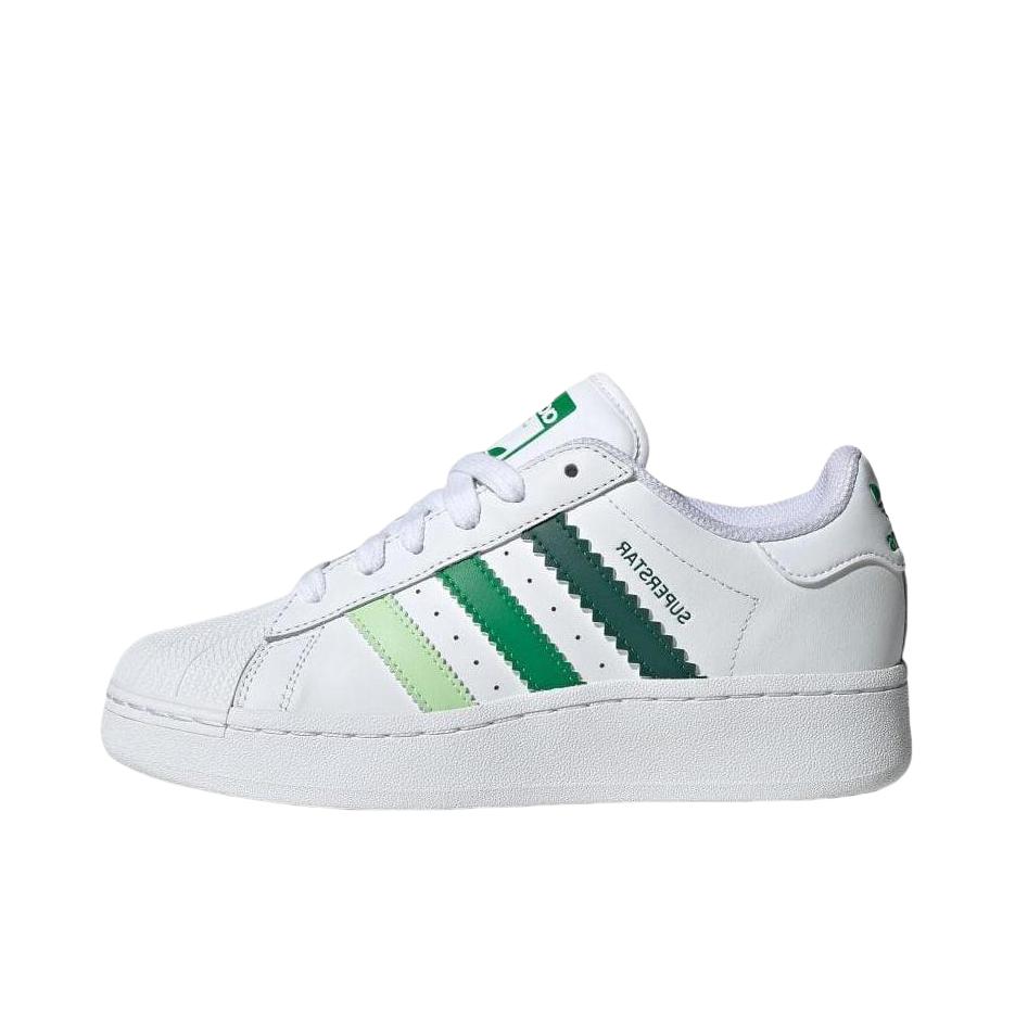 推荐商品：adidas Originals Superstar XLG 板鞋 贝壳头厚底增高舒适减震防滑耐磨轻便透气百搭时尚织物 女款/纯白色/绿色