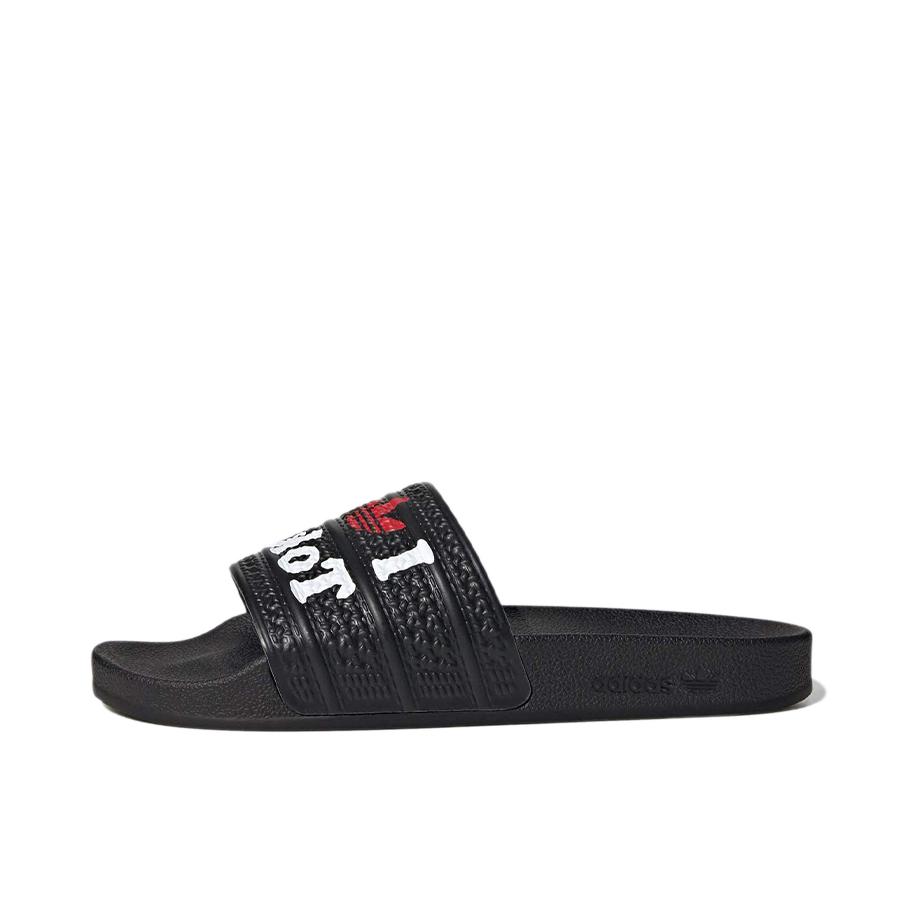 推荐商品：adidas Originals Adilette 一字 潮流时尚 轻便透气 防滑 沙滩 拖鞋 黑色/印花