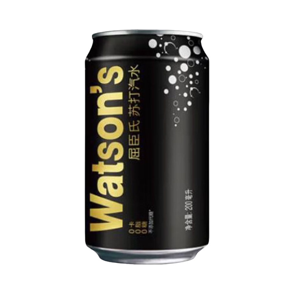 推荐商品：Watsons/屈臣氏 原味 200ml 苏打汽水 罐装 黑罐零卡