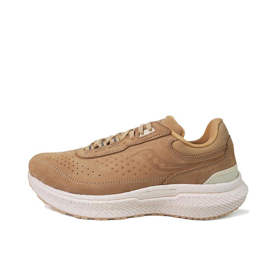 推荐商品：Saucony/索康尼 胜利21 Triumph 轻量缓震 回弹 跑鞋 棕色/白色