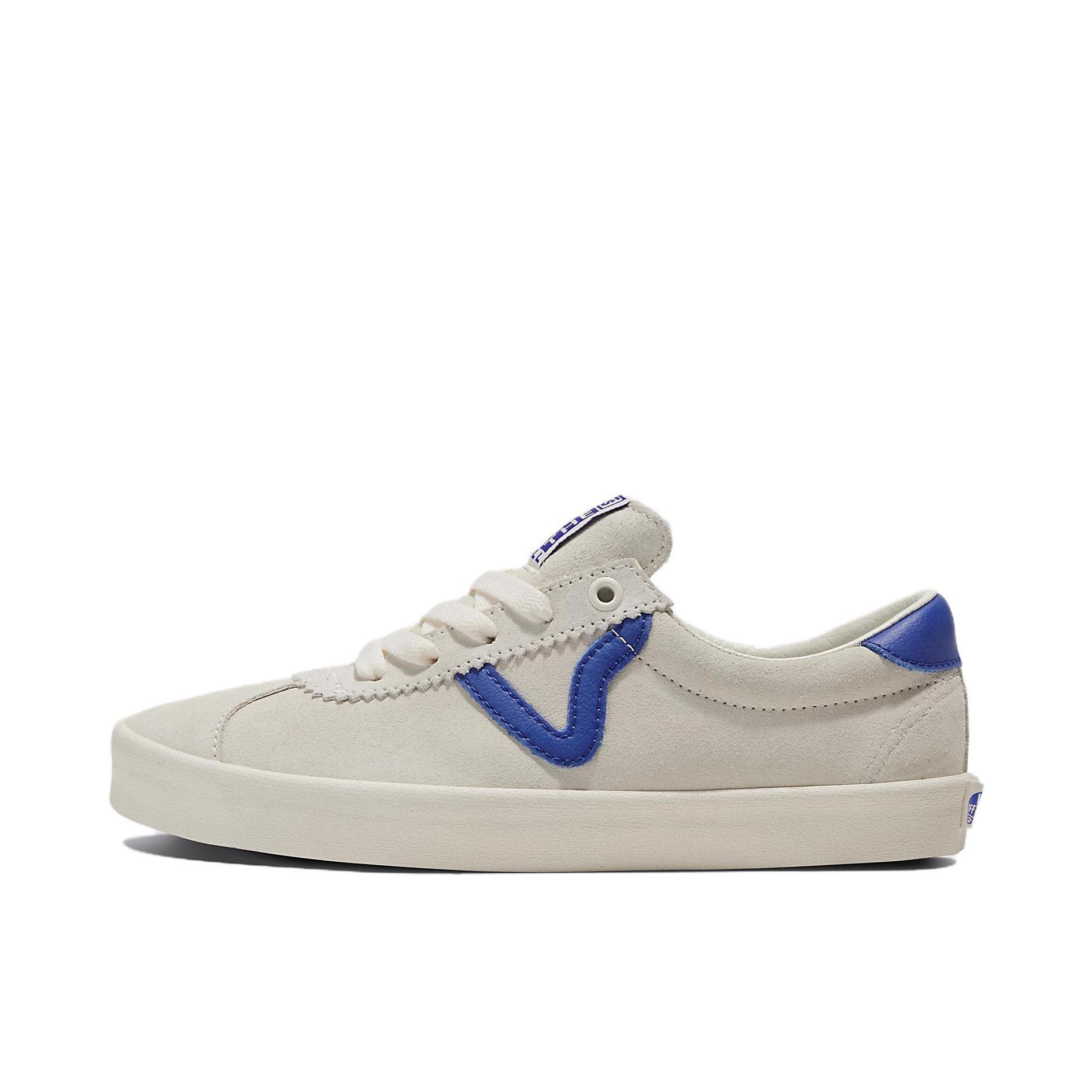推荐商品：Vans/范斯 Sport 板鞋 舒适防滑耐磨软底T头牛筋底百搭时尚复古休闲轻便薄底 白色/蓝色