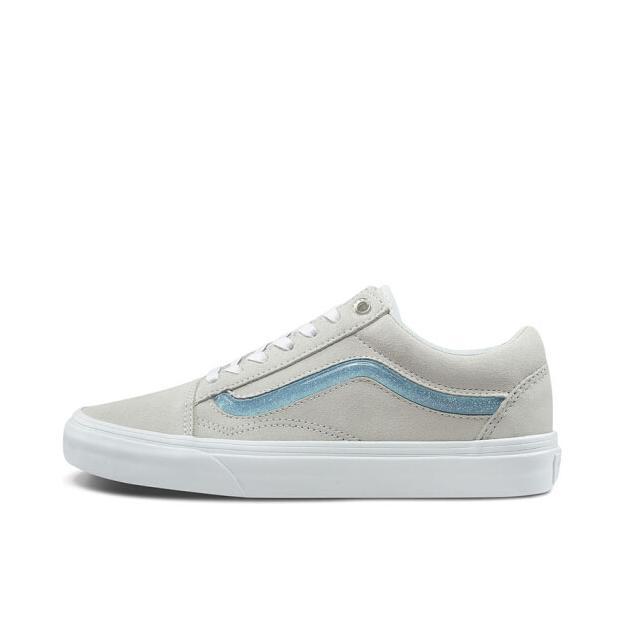 推荐商品：Vans/范斯 Old Skool 滑板鞋 板鞋 轻便防滑复古舒适经典 Snow White/Light Sea Green 白蓝果冻