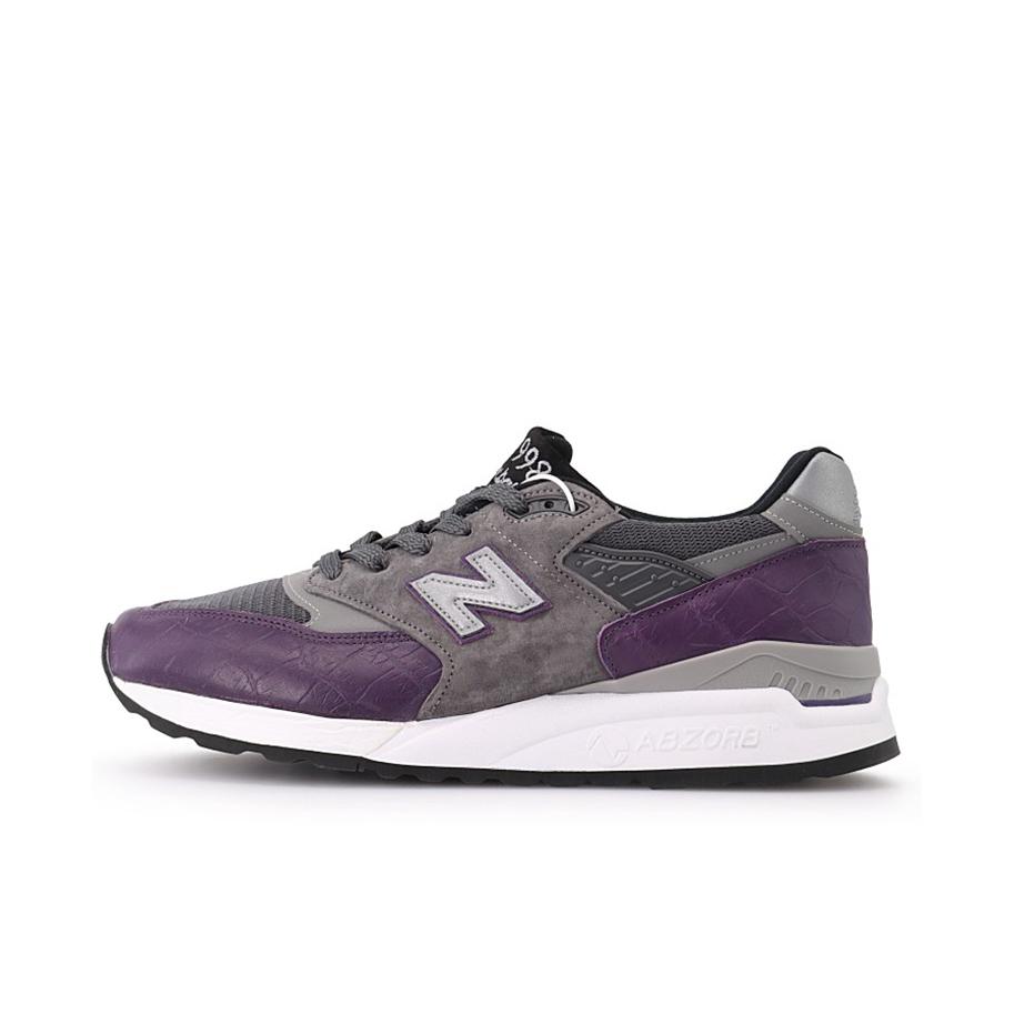 推荐商品：New Balance 998 跑鞋 复古慢跑织物网布舒适减震支撑低帮圆头 深灰紫