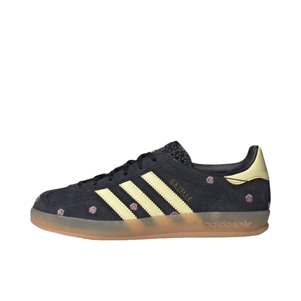 推荐商品：adidas Originals Gazelle Indoor T头鞋 德训鞋 板鞋 舒适缓震防滑耐磨绒面革复古 黑色/黄色