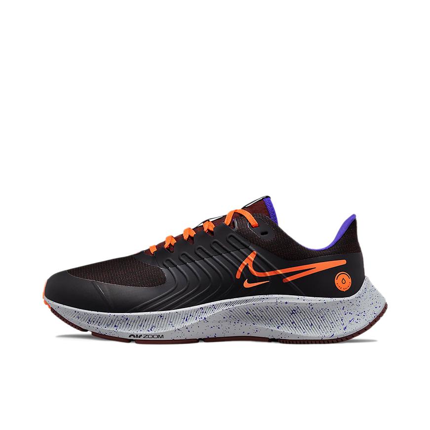 推荐商品：Nike Air Zoom Pegasus 38 跑鞋 气垫缓震透气舒适轻便防滑耐磨休闲运动织物圆头回弹平跟 黑色/橙色