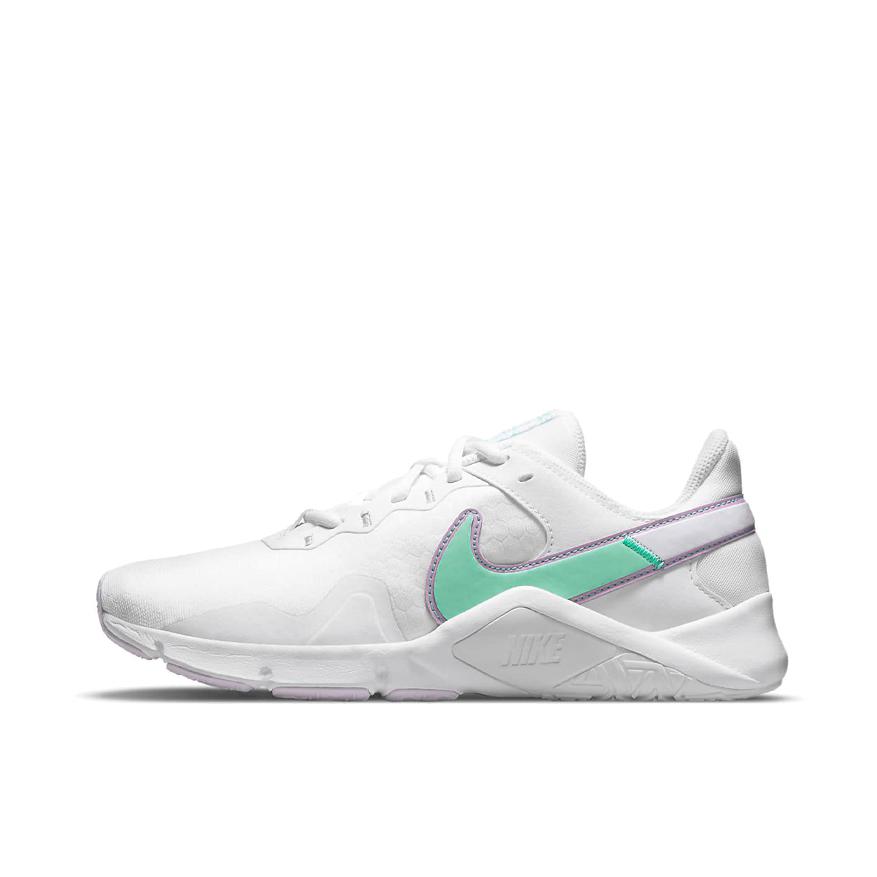 推荐商品：Nike Legend Essential 2 跑鞋 减震防滑耐磨轻便透气织物支撑 白色/绿色/紫色