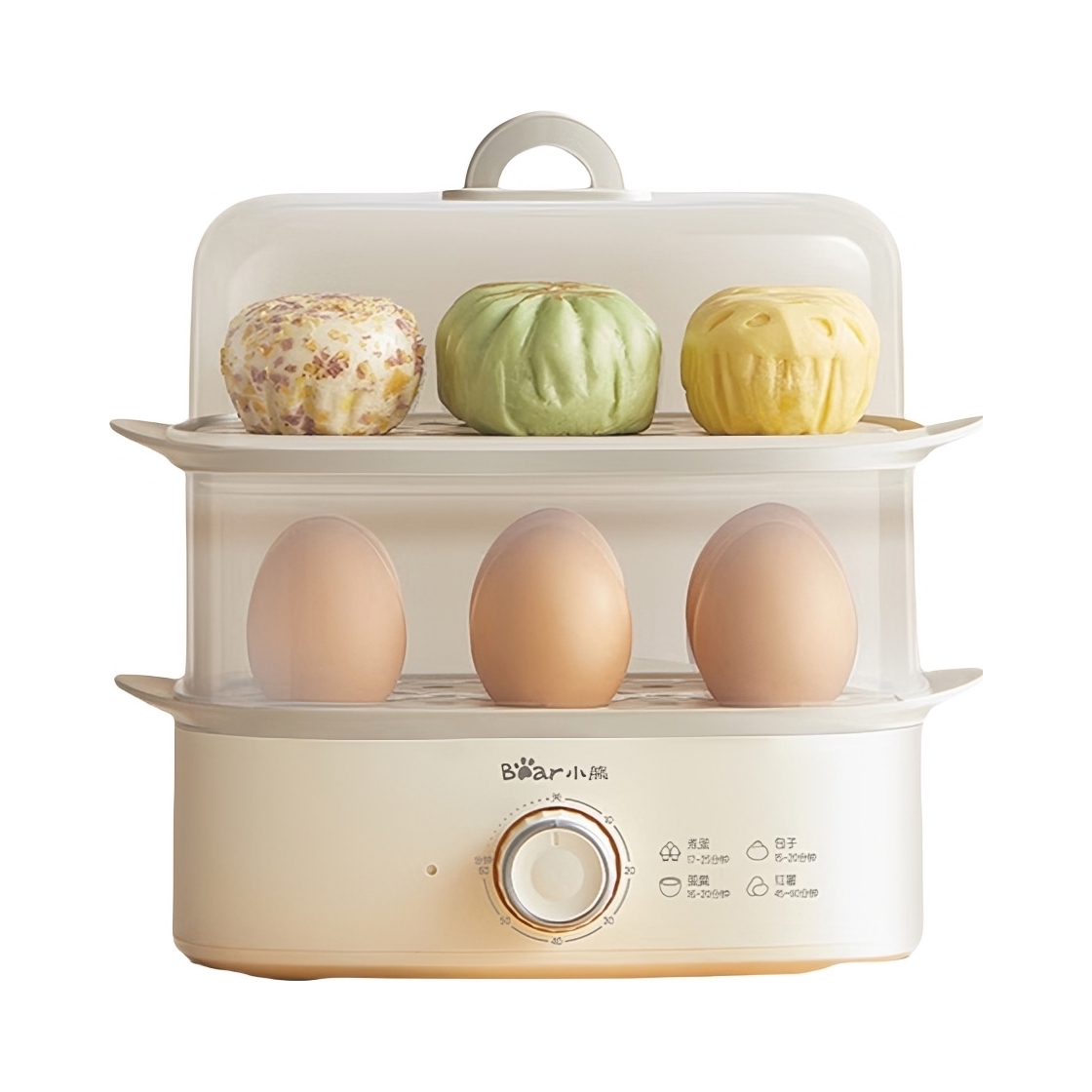 推荐商品：Bear/小熊 ZDQ-K12H1 煮蛋器 多功能 蒸煮一体 自动断电 可定时 鸡蛋羹 热早餐 旋钮