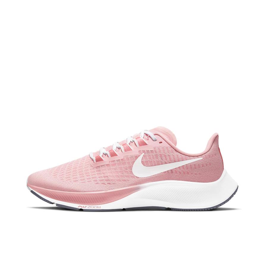 推荐商品：Nike Air Zoom Pegasus 37 飞马 跑鞋 气垫舒适耐磨轻便透气织物缓震减震防滑防水合成革圆头 粉色/白色