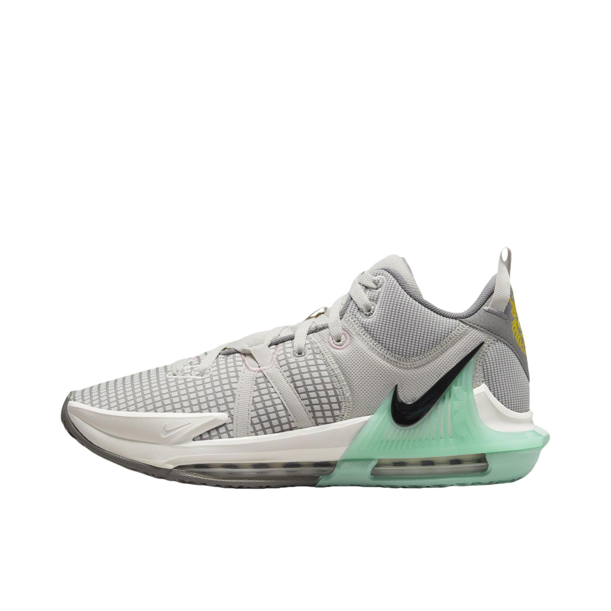 推荐商品：Nike LeBron Witness 7 詹姆斯 防滑耐磨 减震 舒适透气 潮流百搭 简约 实战 篮球鞋 国内版/灰色/薄荷绿