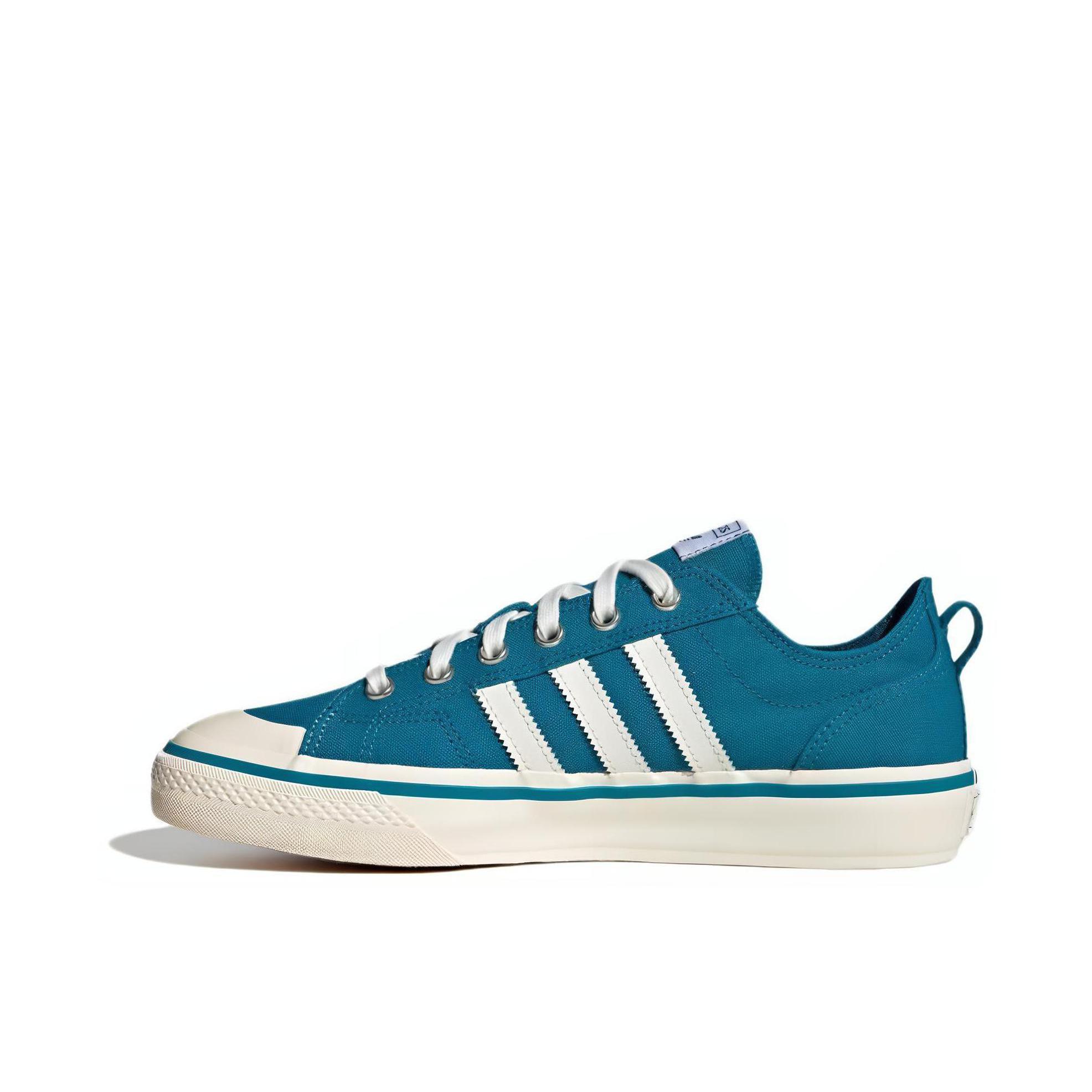 推荐商品：adidas Originals Nizza Rf 74 经典 运动 防滑耐磨 减震 帆布鞋 水鸭绿/米白色/蓝色