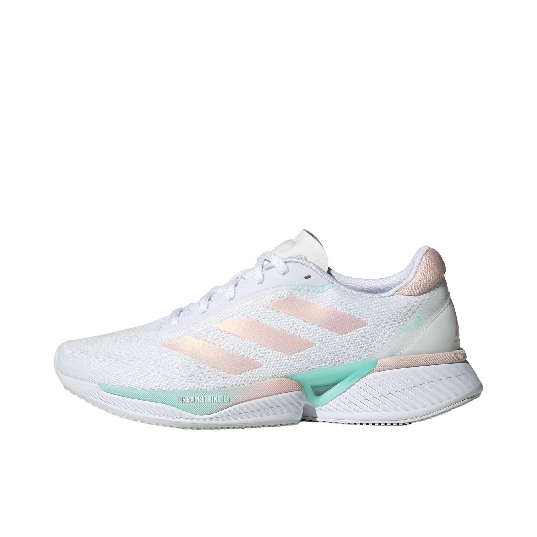 推荐商品：adidas Supernova Eterno 跑鞋 织物回弹减震防滑耐磨慢跑体测训练轻便 女款/白色/粉色