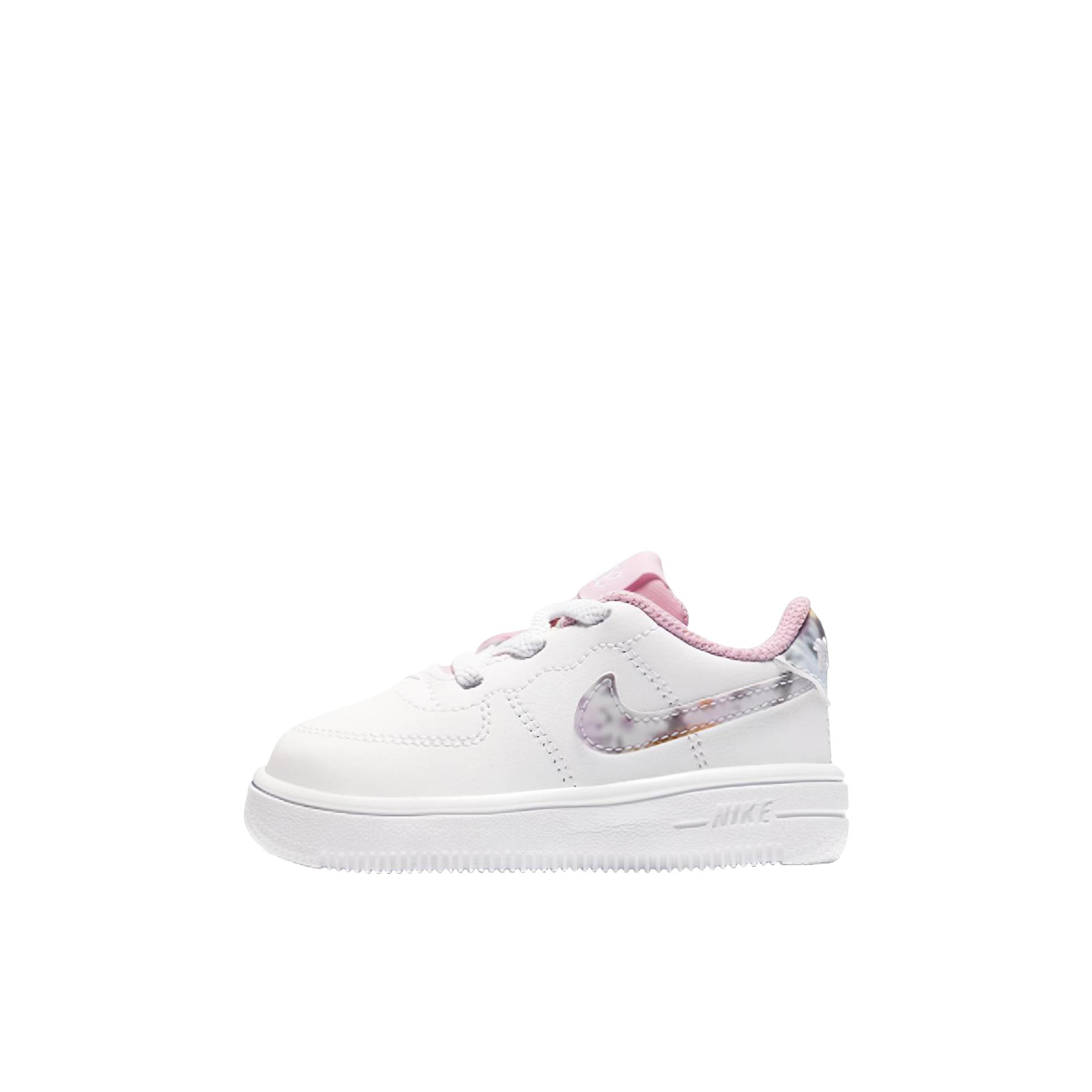 推荐商品：Nike Air Force 板鞋儿童 透气舒适防滑耐磨轻便休闲 婴童/白色/粉色