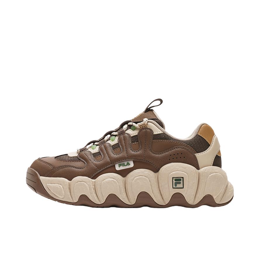 推荐商品：FILA/斐乐 Croissant 老爹鞋 面包鞋 厚底增高防滑耐磨圆头复古百搭 咖啡色/深棕色