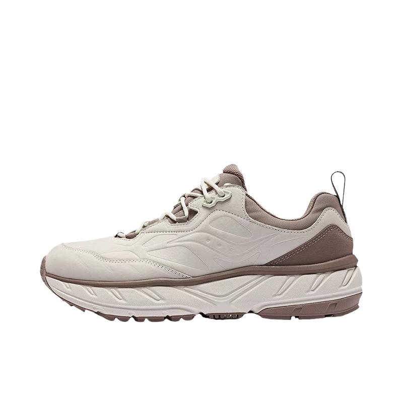 推荐商品：Saucony/索康尼 Cyber Web 防滑耐磨 缓震软底 真皮 复古 跑鞋 米咖啡