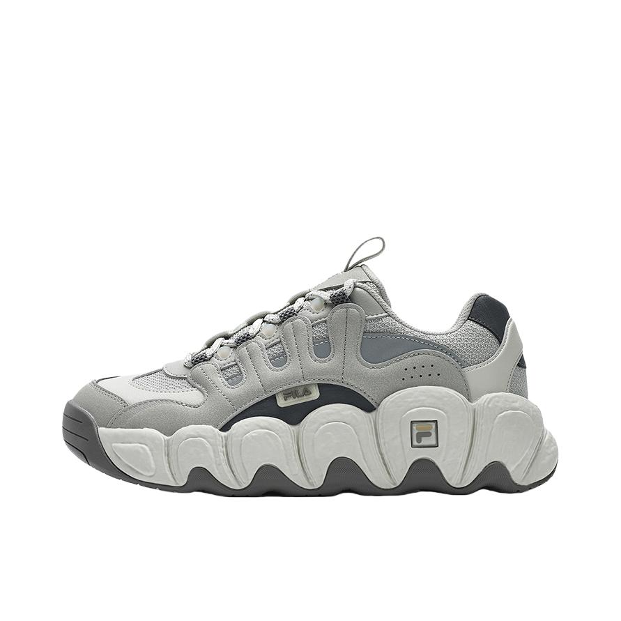 推荐商品：FILA/斐乐 Croissant 老爹鞋 面包鞋 厚底增高防滑耐磨圆头复古百搭 玛瑙灰/银绿色