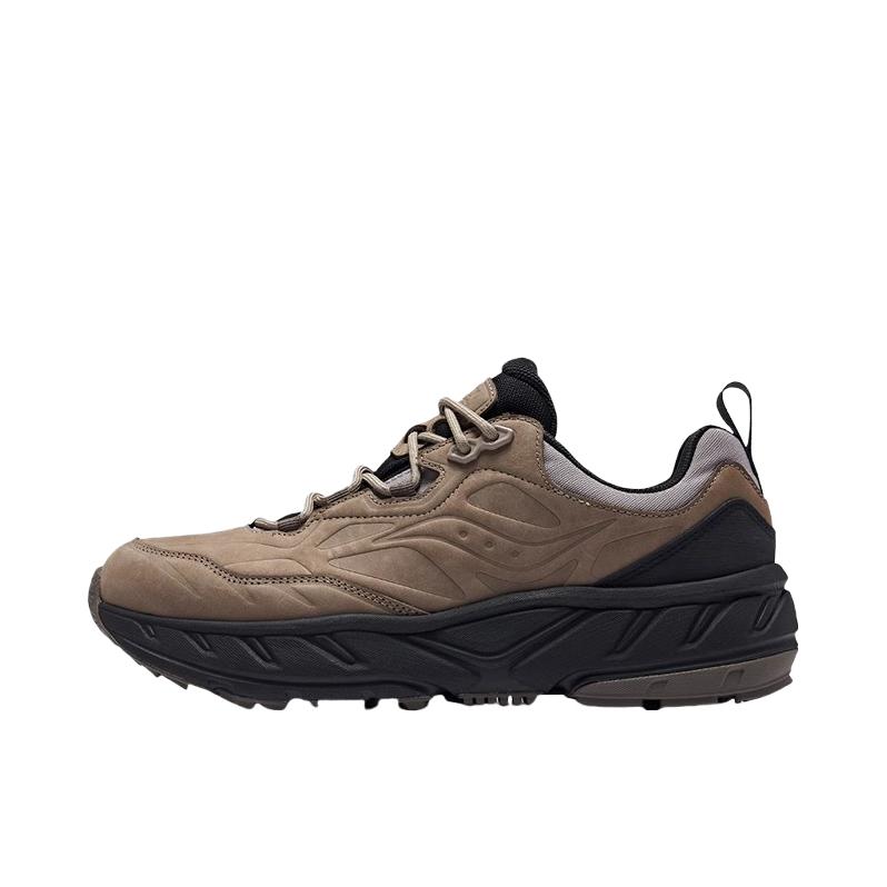 推荐商品：Saucony/索康尼 Cyber Web 防滑耐磨 缓震软底 真皮 复古 跑鞋 卡基灰/兰色