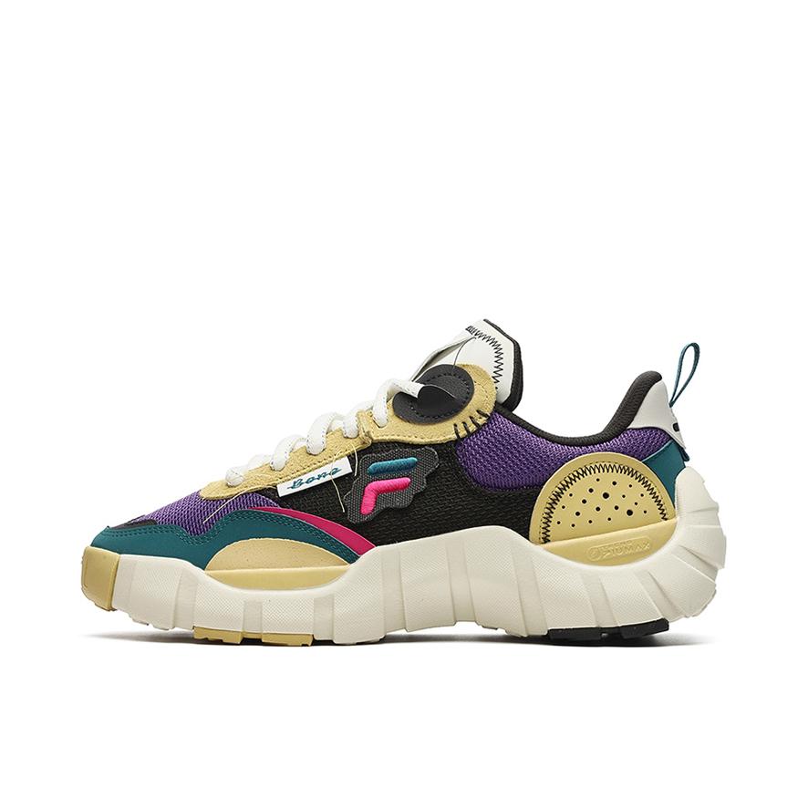 推荐商品：FILA/斐乐 BONE 海马脊骨 支撑 回弹 舒适 透气 防水 轻质 网纱 休闲 老爹鞋 T12W241203F 贵族紫/多雾灰