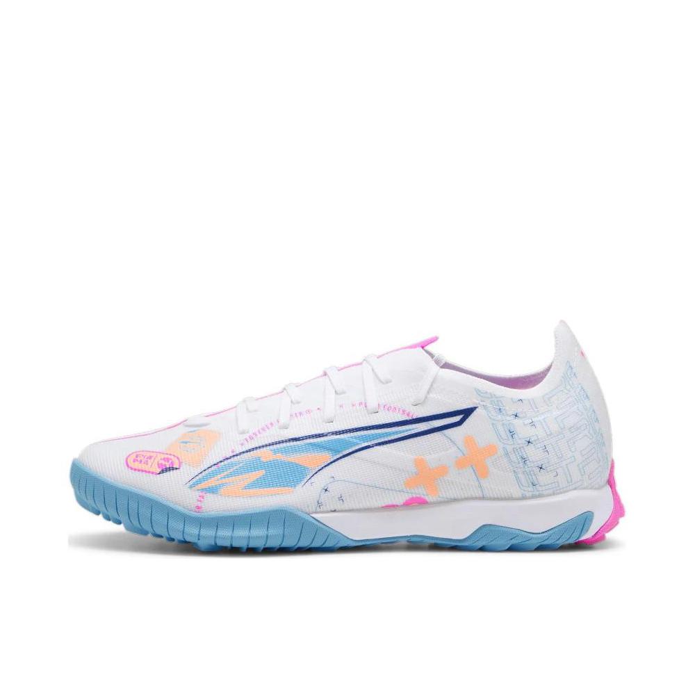 推荐商品：Puma/彪马 Ultra Match Laceless TT 硬草地 防滑耐磨 舒适减震 透气 百搭 胶质长钉 圆头织物 短钉 足球鞋 白色/蓝色/粉色