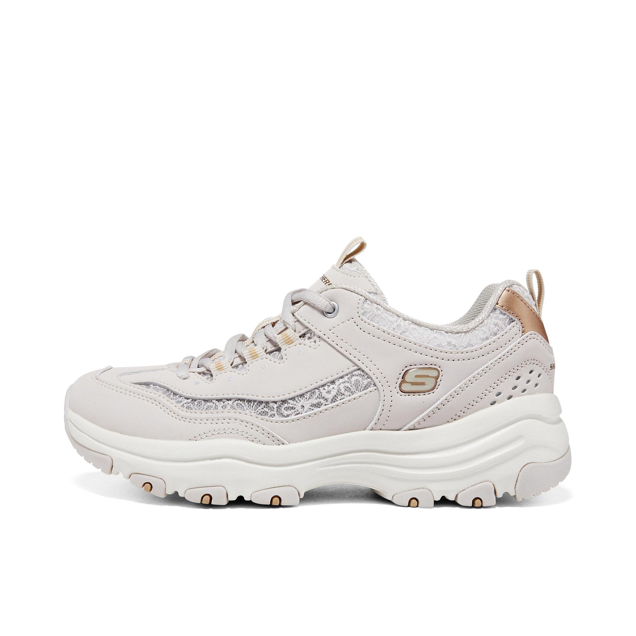 推荐商品：Skechers/斯凯奇 I-Conik 奥利奥 老爹鞋 熊猫鞋 厚底增高复古时尚缓震透气运动休闲轻便 蕾丝/自然色