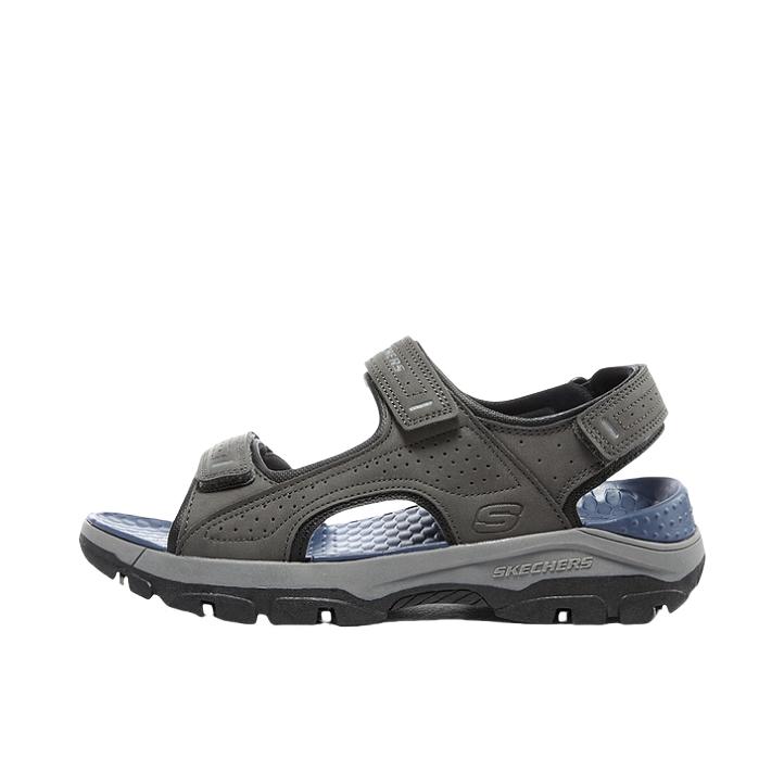 推荐商品：Skechers/斯凯奇 Tresmen Sandal 魔术贴 增高 露趾 软底轻质 一脚蹬 户外 开车 外穿 沙滩鞋 凉鞋 炭灰色
