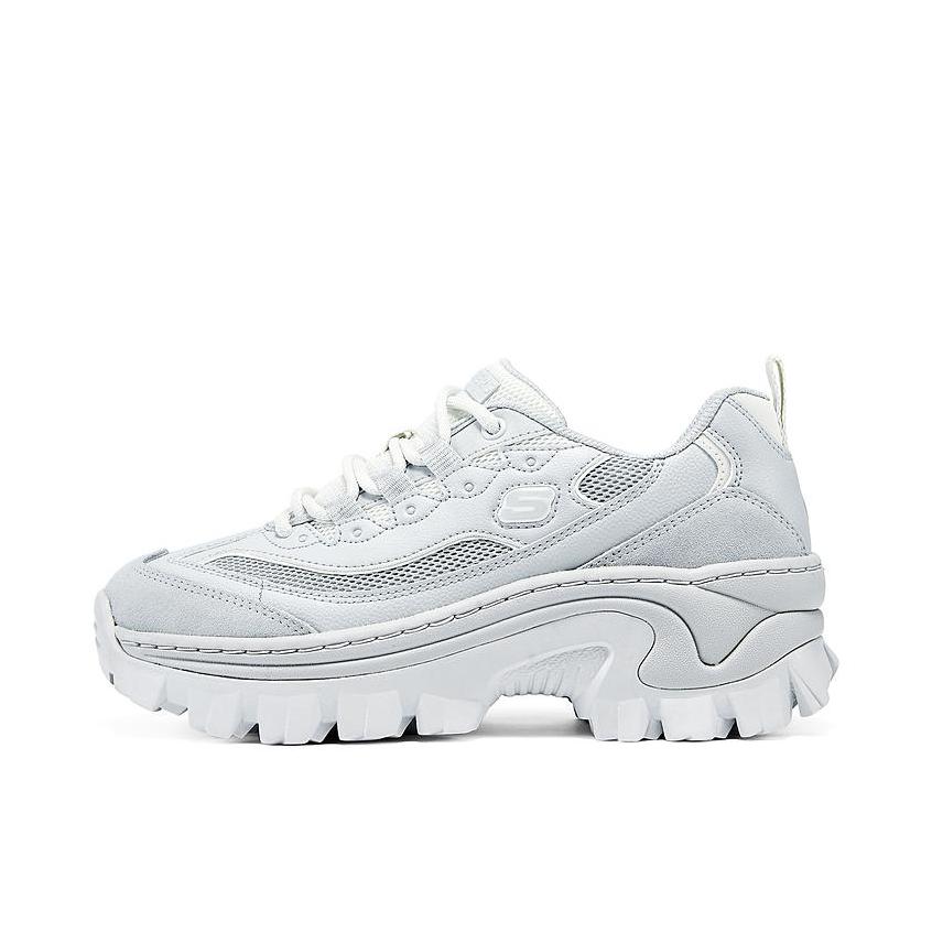 推荐商品：Skechers/斯凯奇  Street  蜜糕鞋 老爹鞋  防滑耐磨缓震轻便增高轻盈百搭休闲运动  女款/灰色