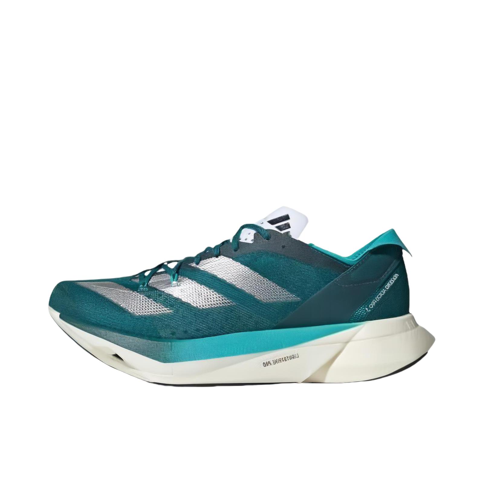 推荐商品：adidas Adizero Adios Pro 3 跑鞋 缓震织物马拉松圆头 女款/绿色/蓝色